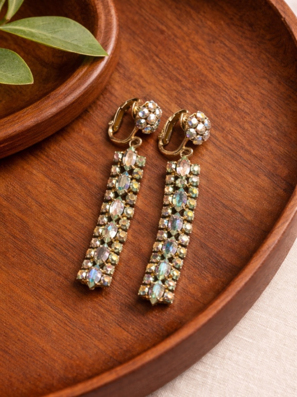 Vintage Signed Sherman AB Dangle Clip-On Earrings